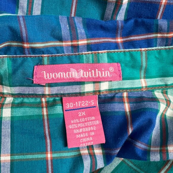 Woman Within Plaid Button-Down Shirt – Size 2X - Picture 4 of 5